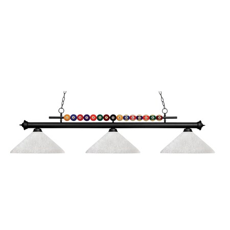 Z-Lite Shark 3 Light Billiard Light, Matte Black & White Linen 170MB-AWL14